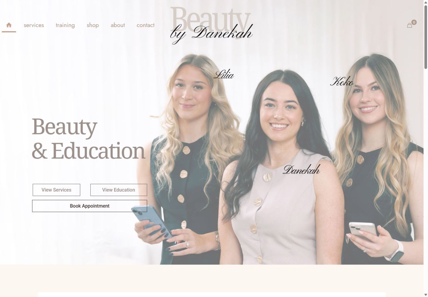 Beauty by Danekah website from the MyWebDeveloper portfolio