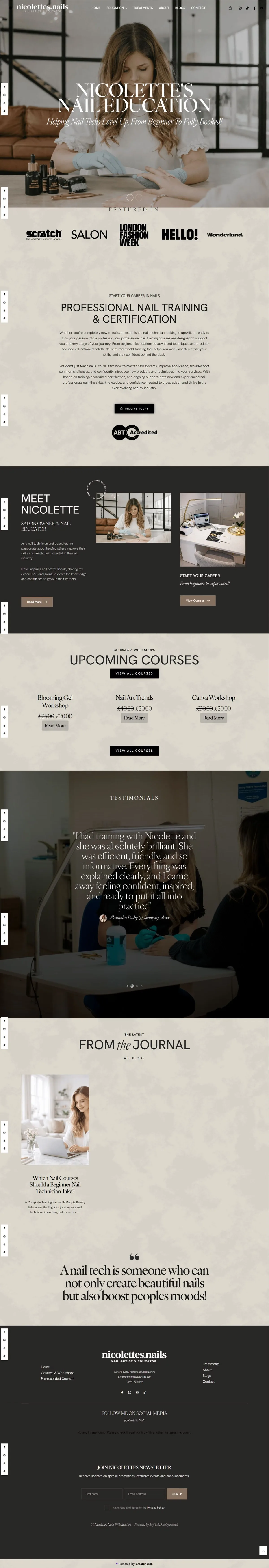 Nicolette’s Nails desktop website preview