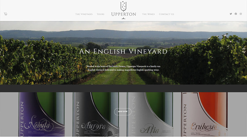 Website for Upperton Vineyards in Midhurst.